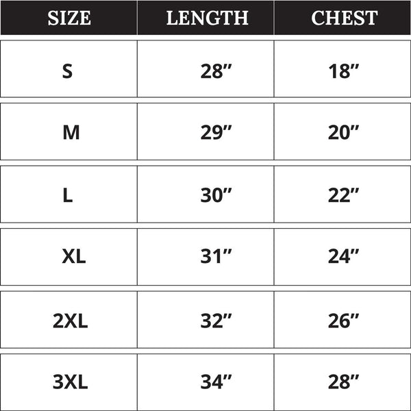 Men's Premium 100% Cotton T-shirt | Size Chart