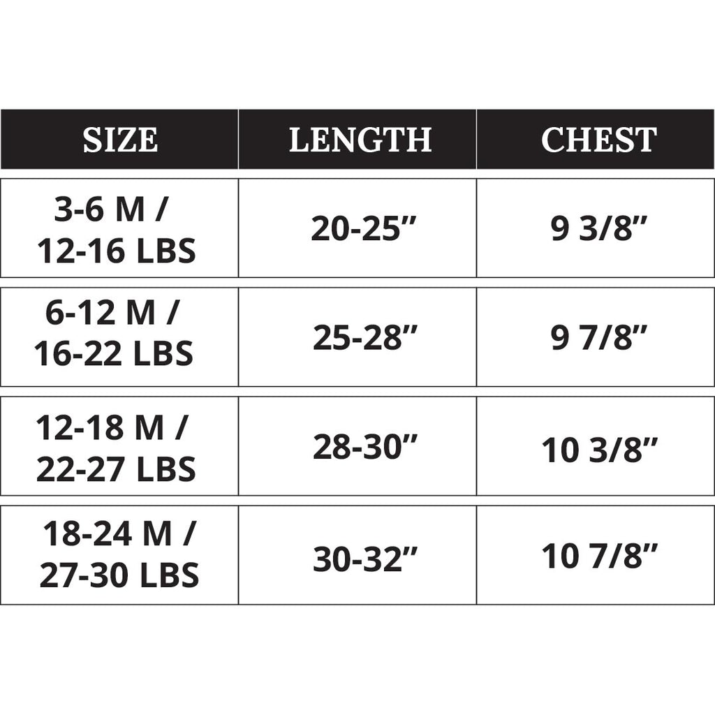 Baby's Extra Soft One Piece | Size Chart 