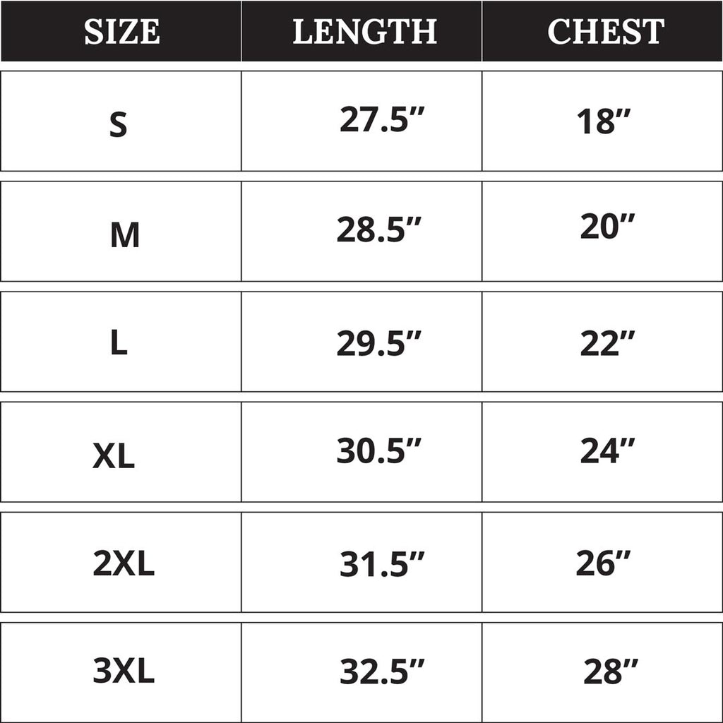 Unisex Organic T-shirt | Size Chart