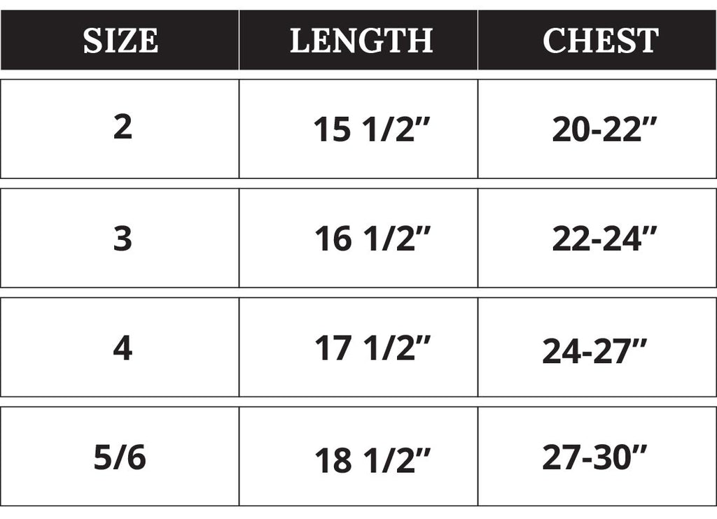 Toddler's Extra Soft T-Shirt | Size Chart