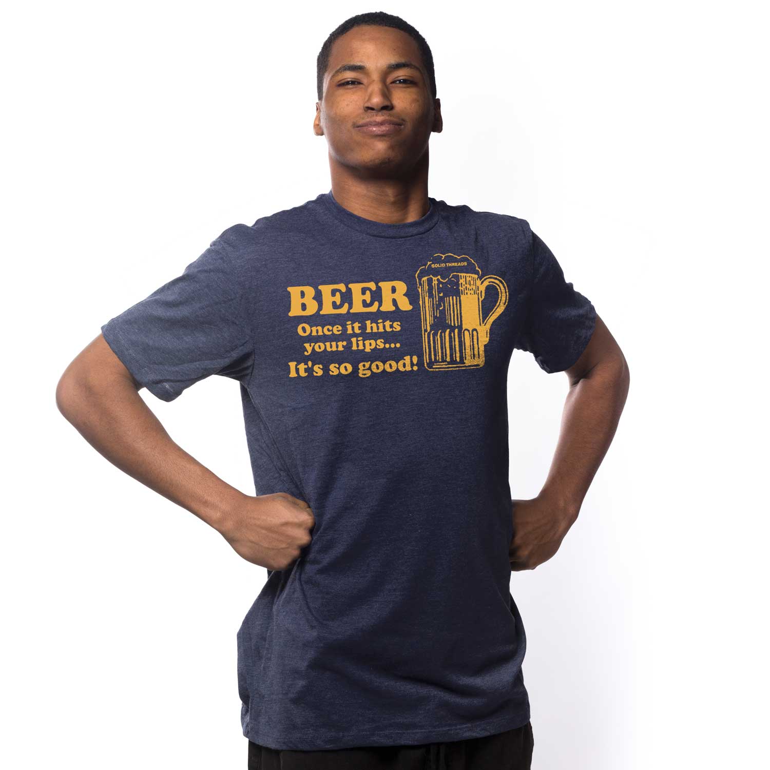 Solid Threads My Drinking Shirt Vintage Graphic Tee | Funny Drinking Pints T-Shirt Navy / Medium