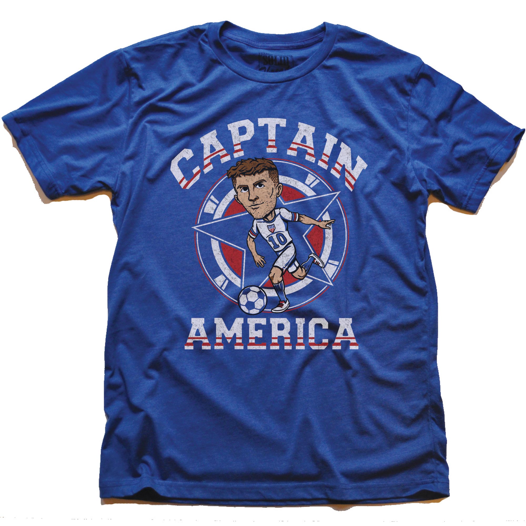 Sanktion Studiet Oh Captain America Vintage Graphic T-shirt | Cool USA Soccer Tee - Solid  Threads