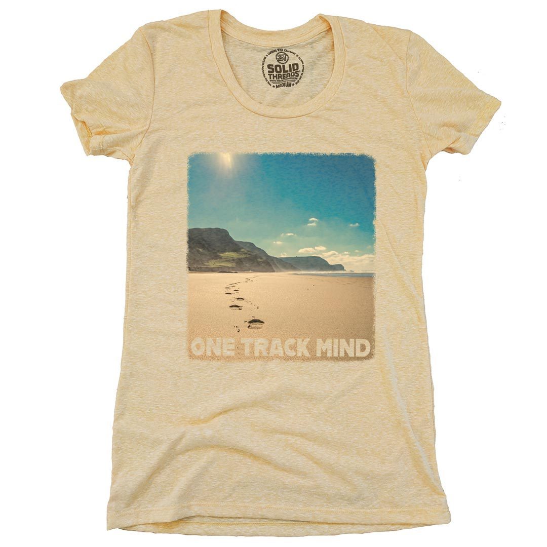 One Track T-Shirt Mind Solid Funny | - Vintage Graphic Tee Bum Threads Beach