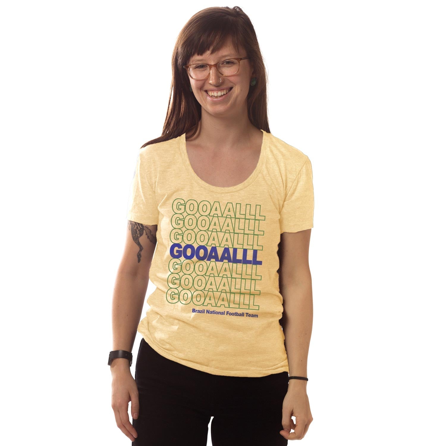 Brazil Soccer Gooaalll Graphic V-Neck Tee