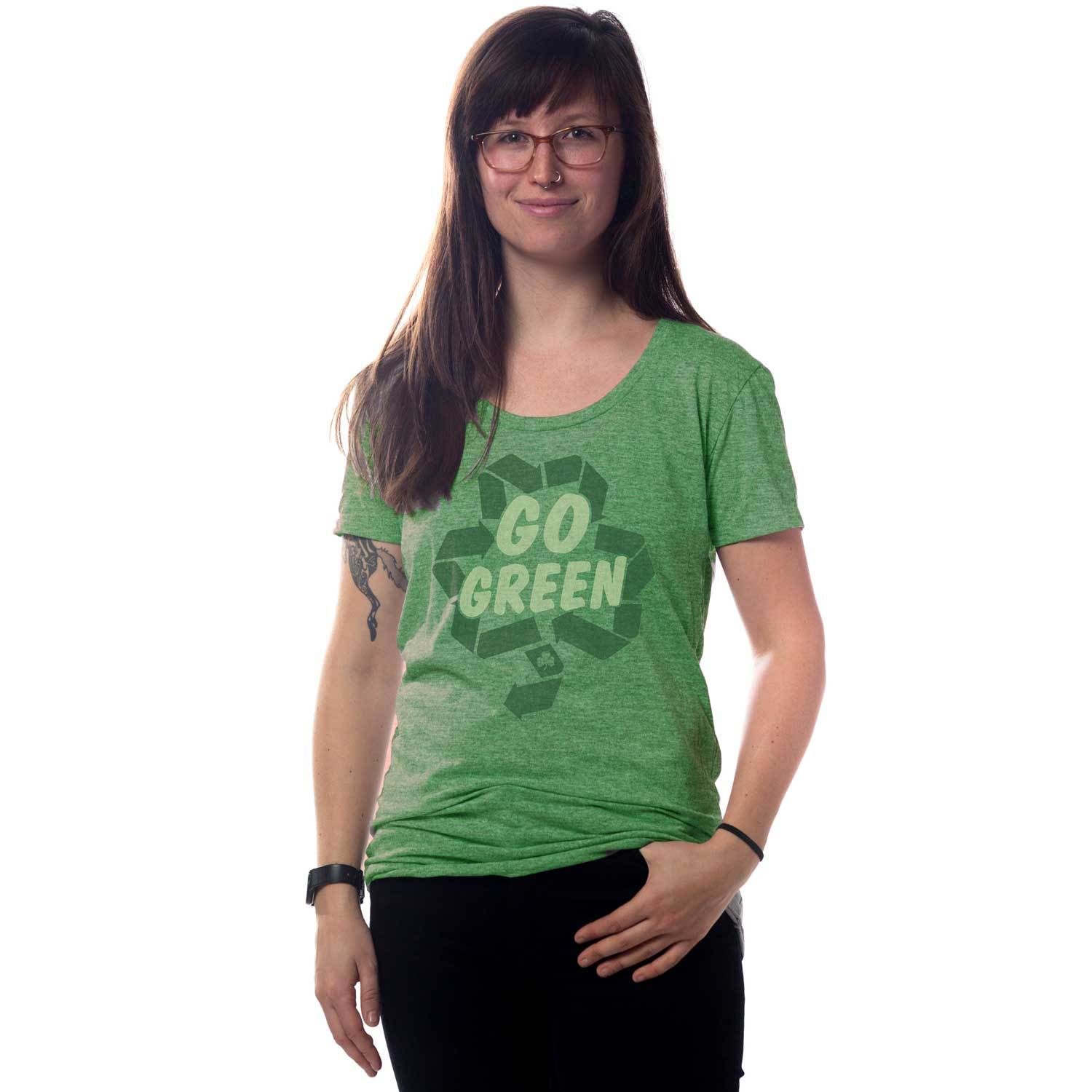 Go Green Shamrock Cool Graphic T-Shirt | Vintage St Paddys Tee - Solid  Threads