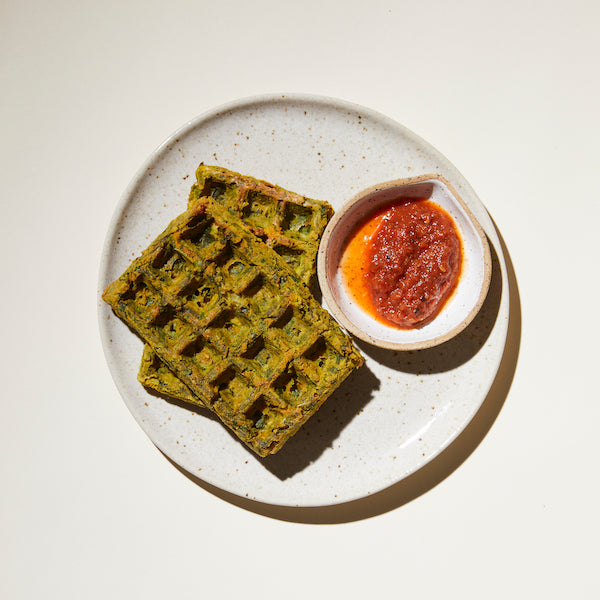 Indian Spiced Waffle with Tomato Chutney