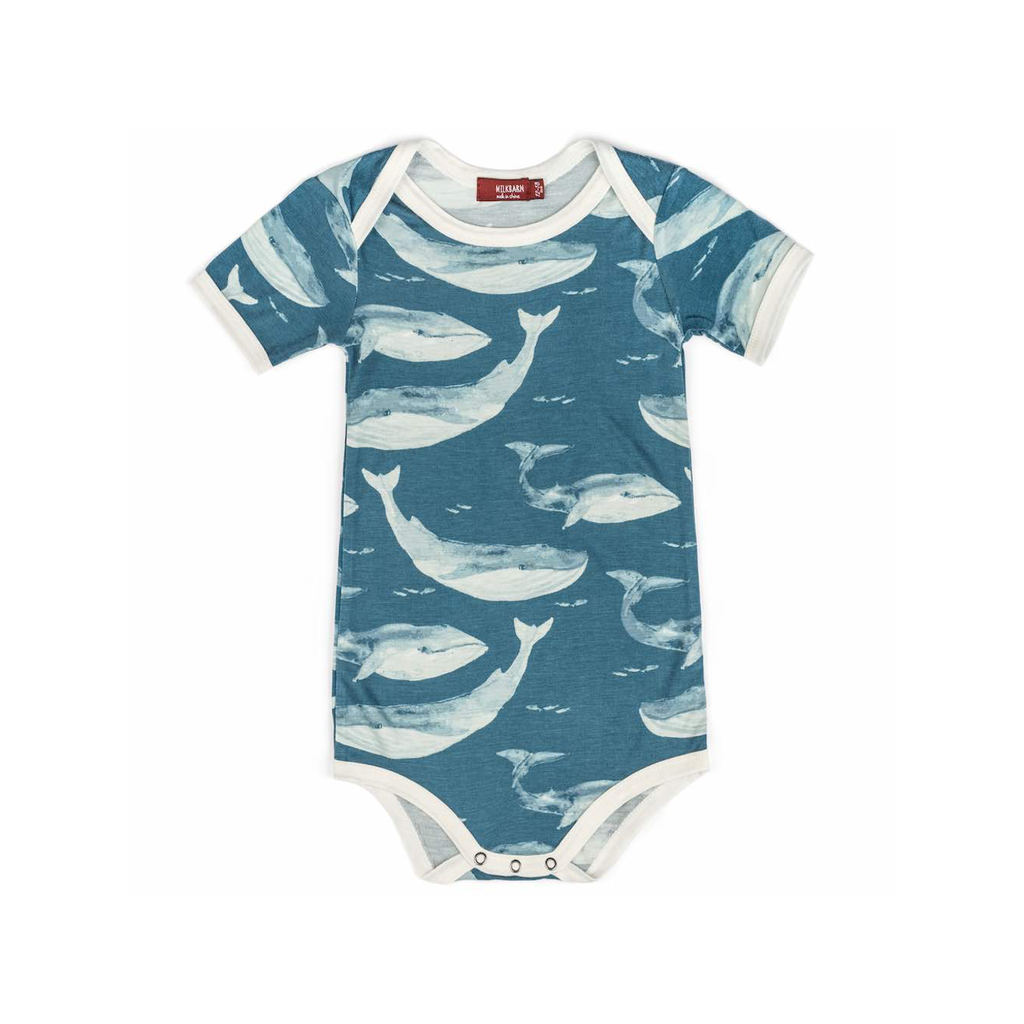 Baby One Piece - Bamboo - BLUE WHALE Milkbarn Kids Apparel & Accessories - Clothing - Baby & Toddler - One-Pieces & Onesies