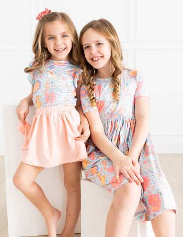 Blue Retro Unicorn sister coordinating outfits