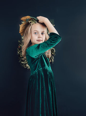 green velvet twirl dress