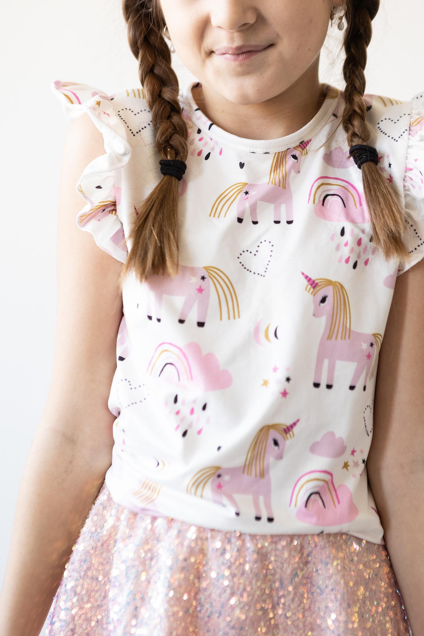 Rainbow Kitties S/S Ruffle Tee - Mila & Rose ®