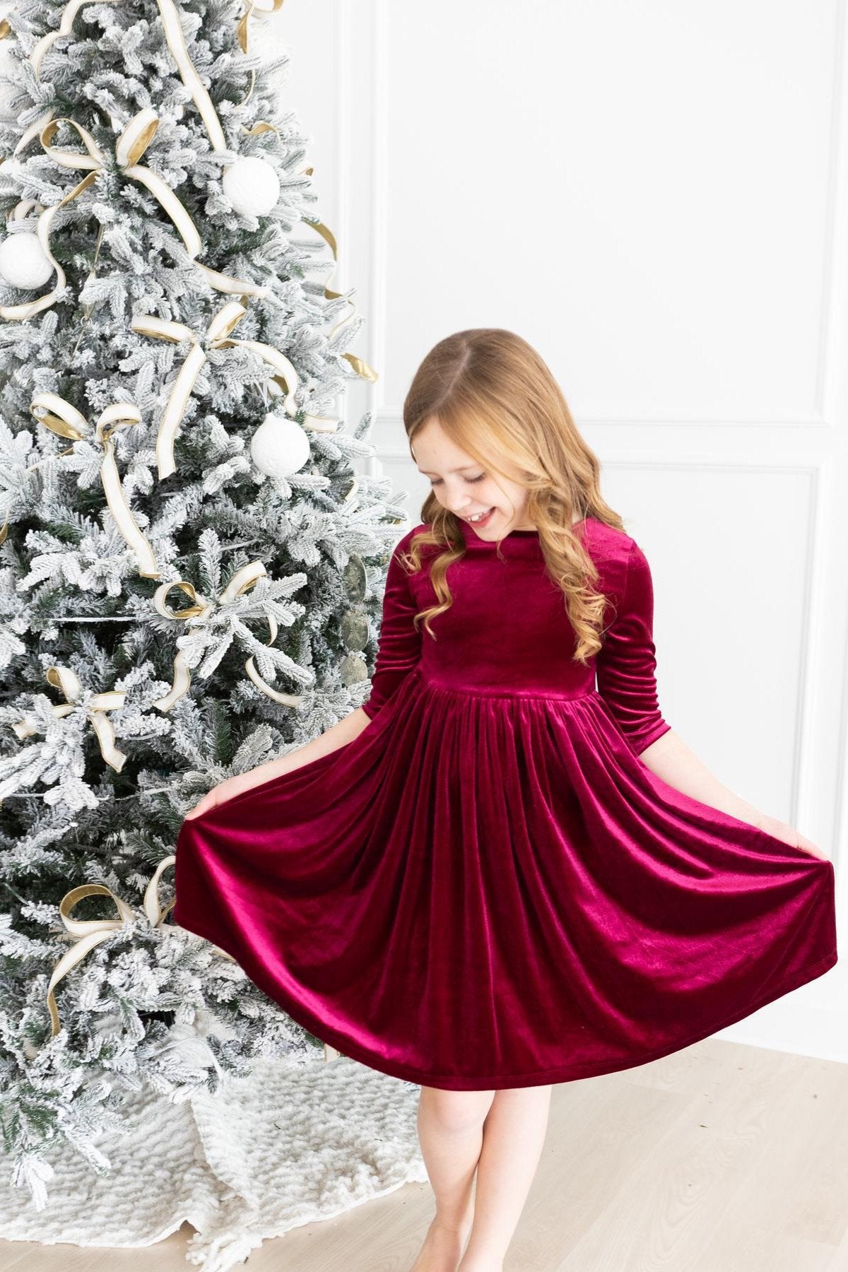 Cranberry Velvet Twirl Dress - Mila  Rose product image