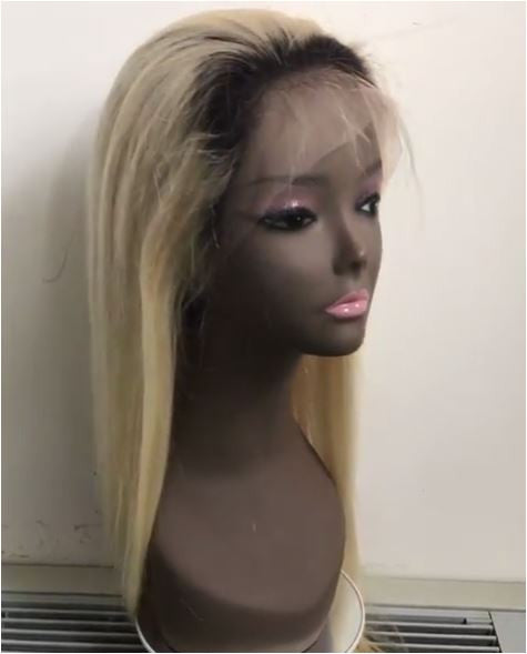 613 Platinum Blonde Lace Wig With Darken Roots Remy Dynasty