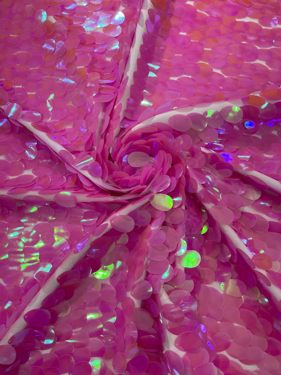 Jumbo Oval Sequins - Candy Pink - Paillette Big Oval Sequins Design Fabric By Yard