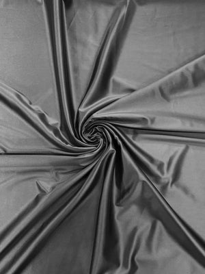 60" Heavy Shiny Satin Fabric - Gray - Stretch Shiny Satin Fabric Sold By Yard - METATRON FABRICS - Shiny Fabric