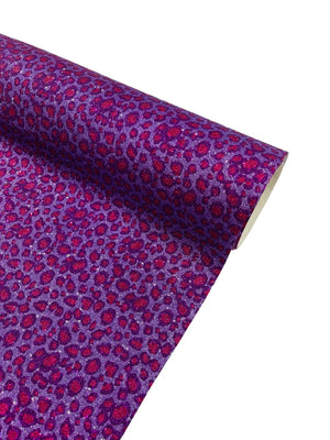 Chunky Leopard Glitter Vinyl - Purple / Fuchsia - 54" Wide Crafting Glitter Vinyl Fabric By Yard - METATRON FABRICS - Glitter Vinyl Fabric
