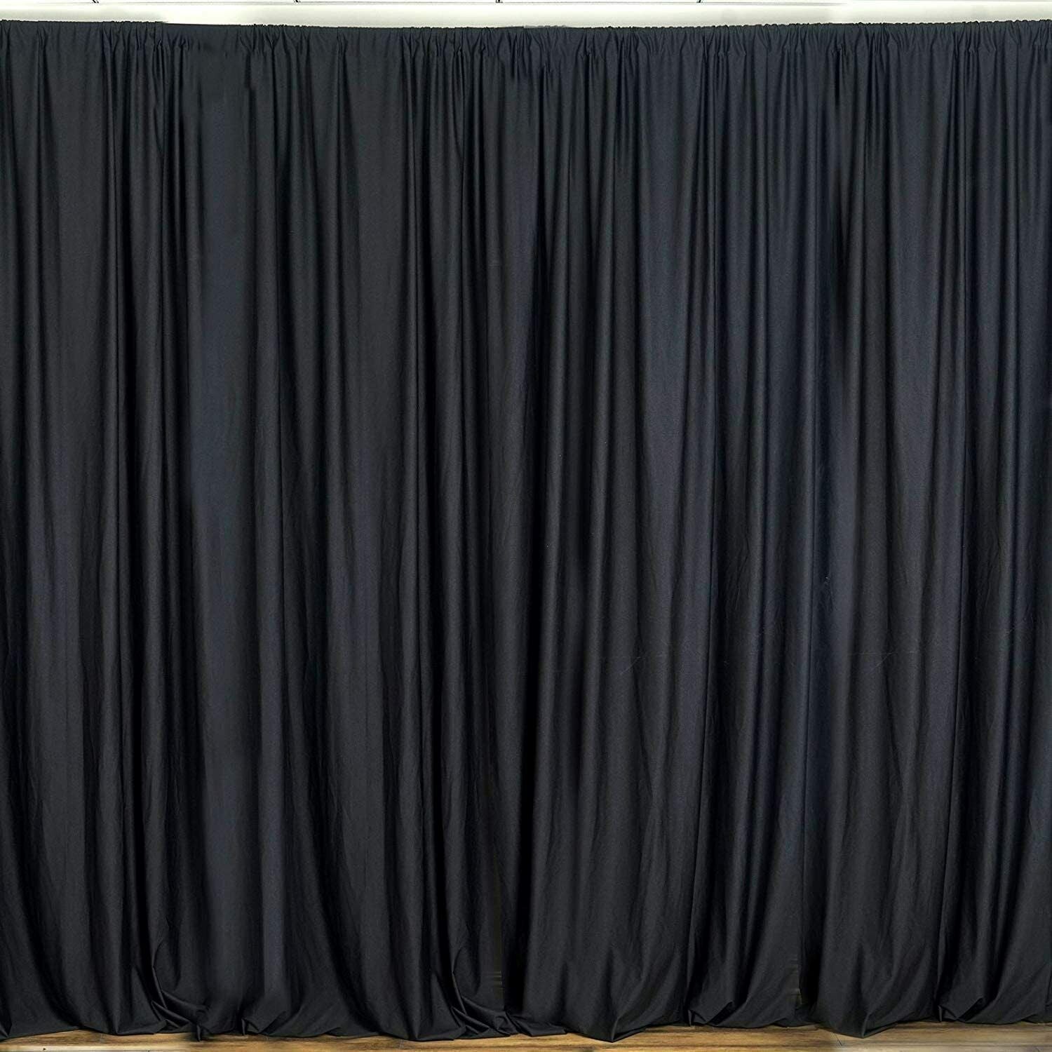 10 ft. Wide X 8 ft. Tall - Black - Curtain Polyester Backdrop High Qua ...