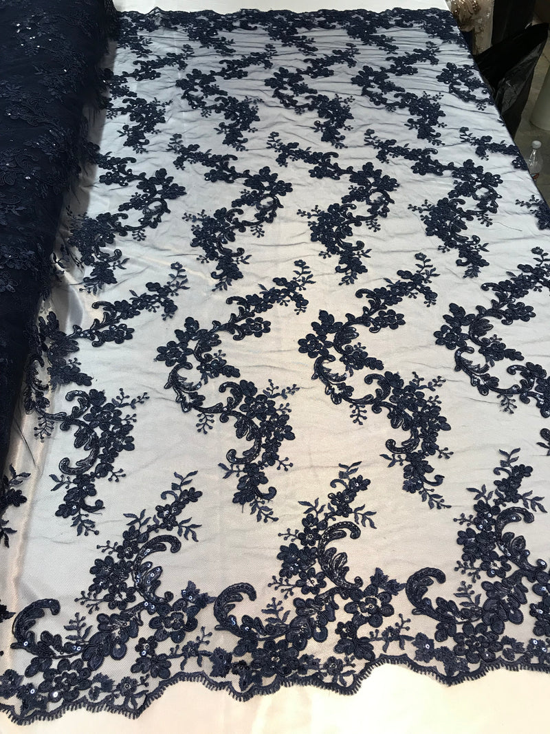 navy lace fabric by the yard