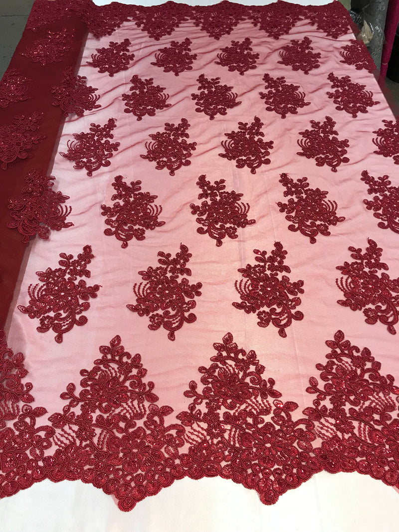 burgundy mesh fabric