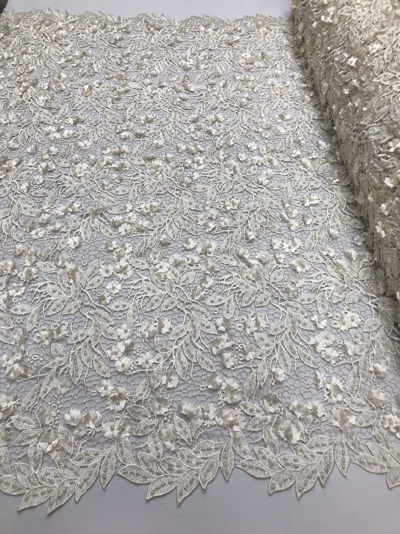 embroidered beaded lace fabric