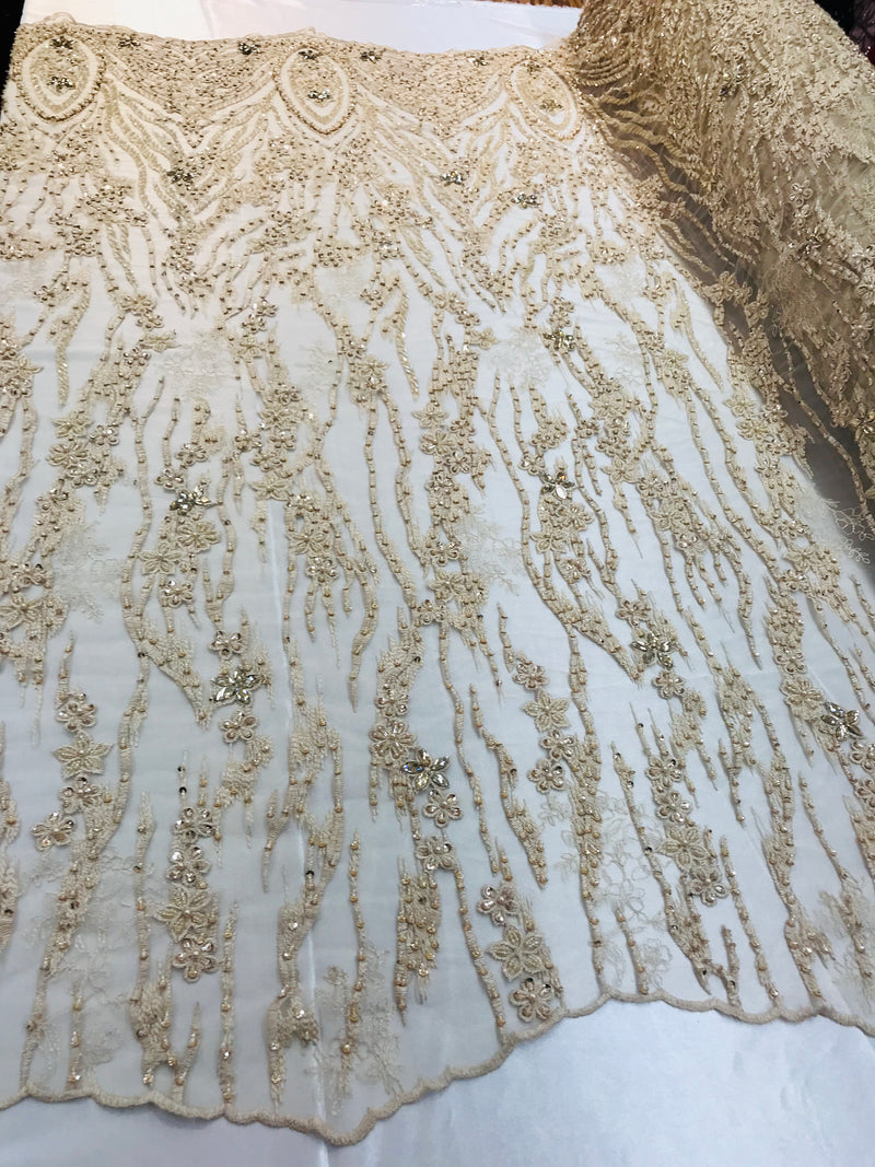 champagne lace fabric by the yard