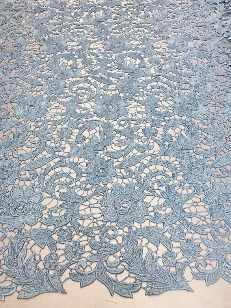 blue guipure lace fabric