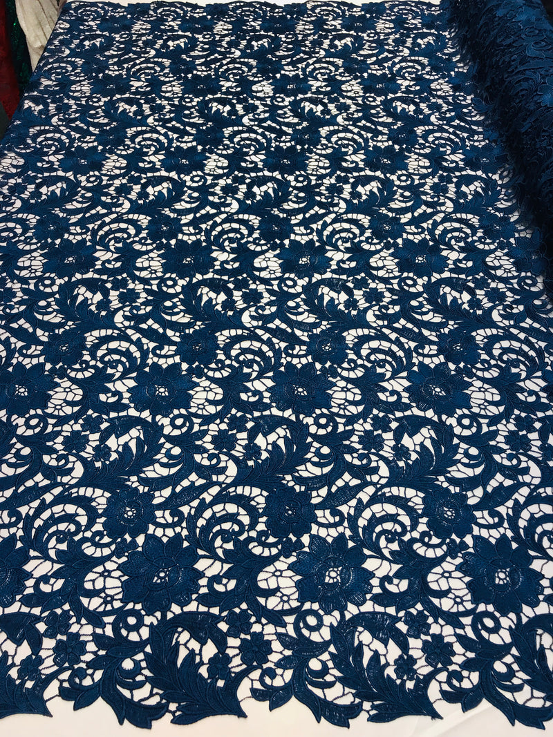 blue guipure lace fabric