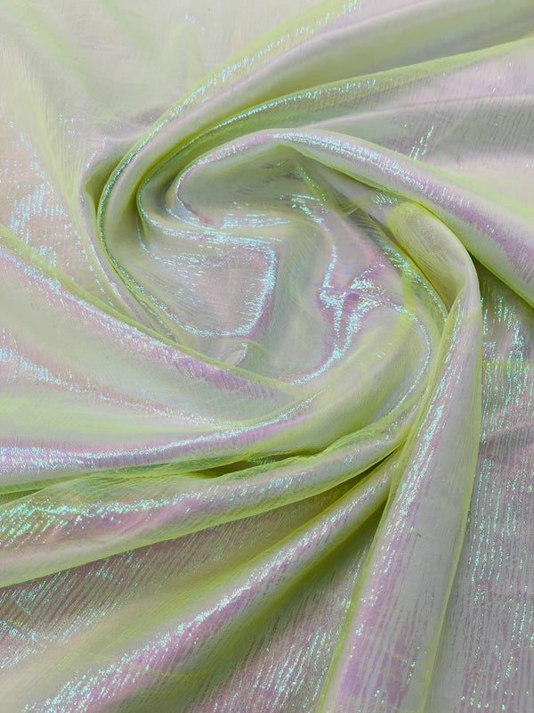 Lime Green Woven Translucent/Iridescent Organza Fabric