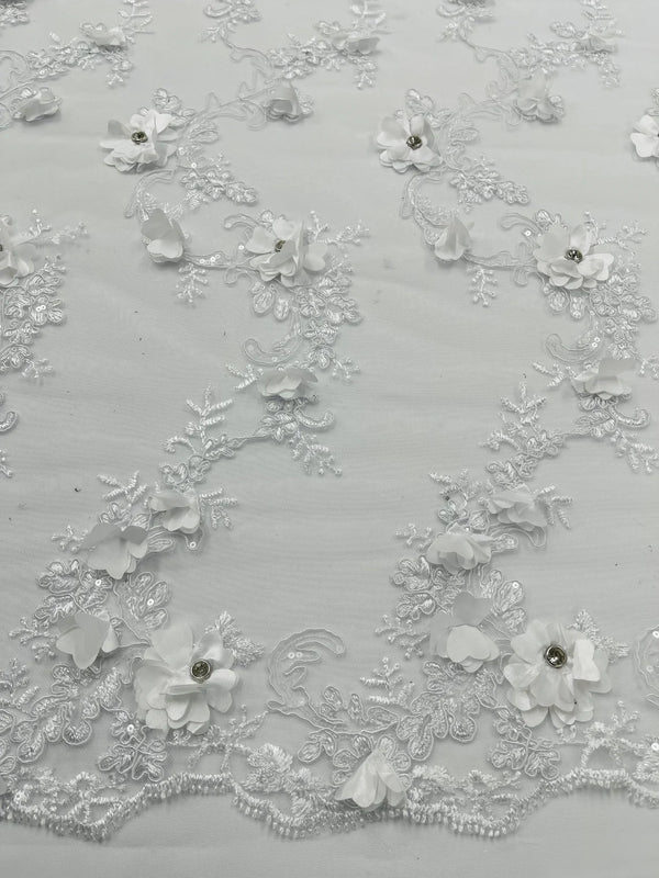 Specialwhite Re-eimbroidered Floral Design Galloon Lace Trimby THE Yard -   Canada