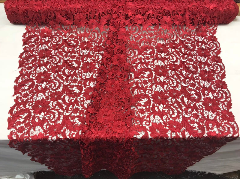 red guipure lace fabric