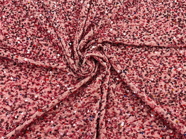 Rose Gold Sequin Fabric 58 Wide by the Yard, Blush 2 Way Stretch Sequin  Fabric on Mesh for Gowns, Skirts, Backdrops, Rose Gold Fabric 