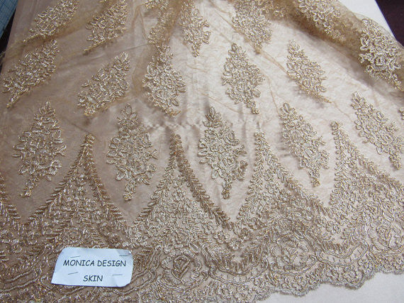 champagne lace fabric by the yard