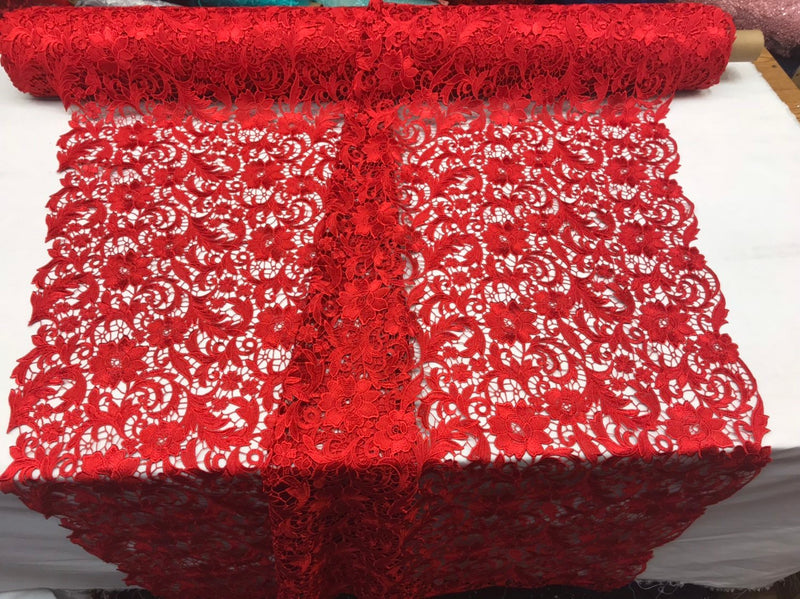 red lace fabric by the yard