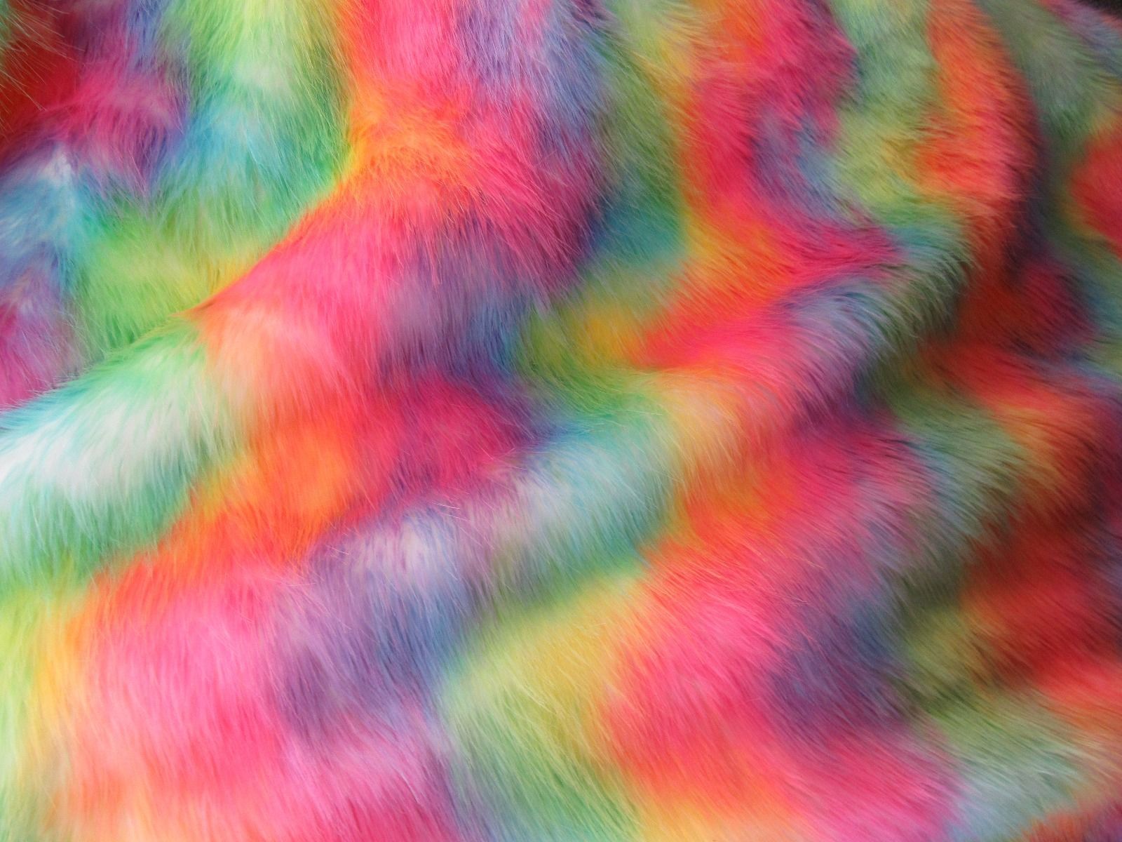 Faux Fur Fabric - Wave Dye Rainbow Multi-Color Decoration Soft Furry F ...