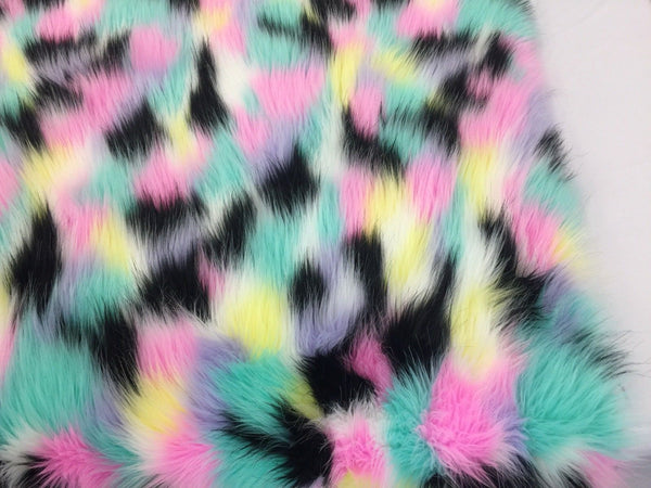 Faux Fur Fabric - Two Tone Spikes Multi-Color Decoration Soft Furry Fa