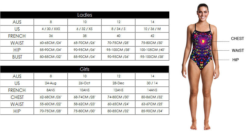 Competitive Swimsuit Size Chart