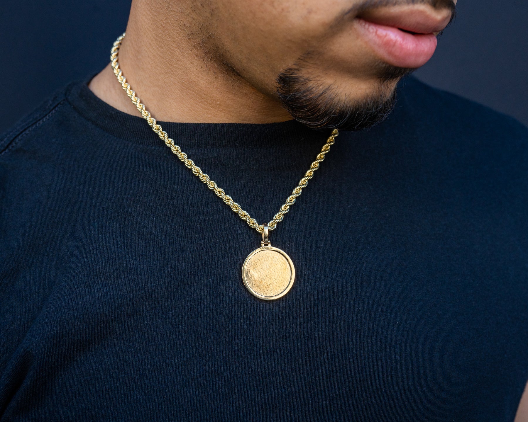 gold men's round pendants