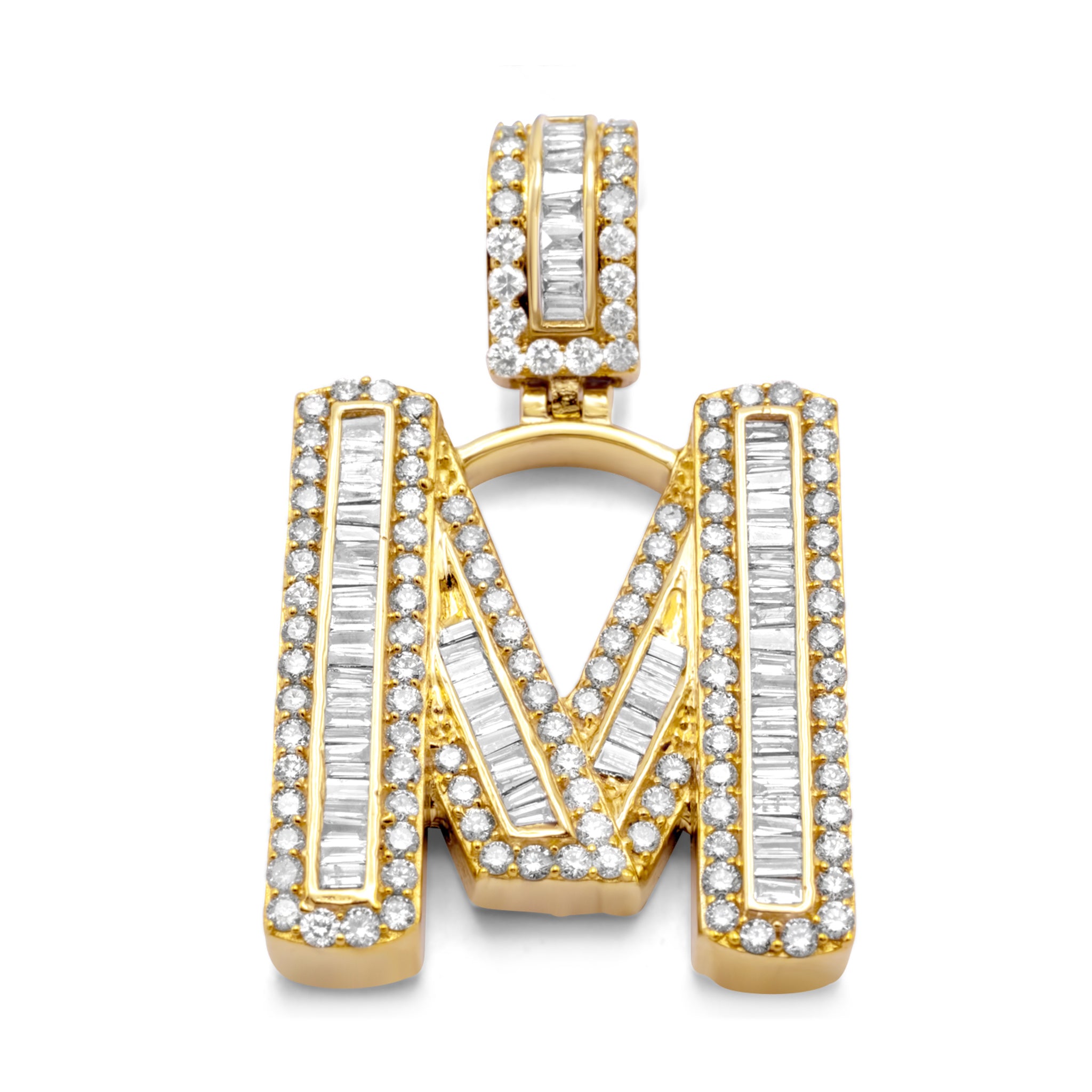 10k Yellow Gold Letter M Pendant 2.39ctw – NYC Luxury