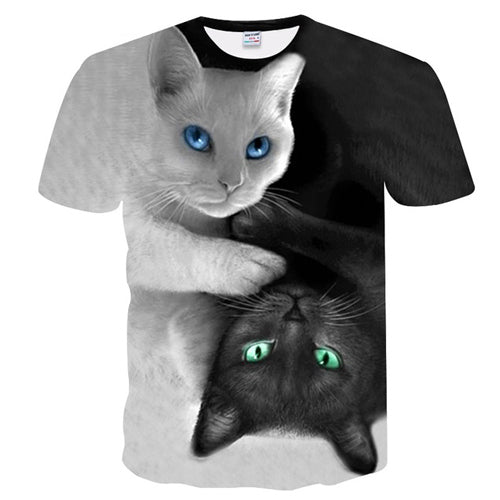Black White Cat T-shirt - Animal Hug