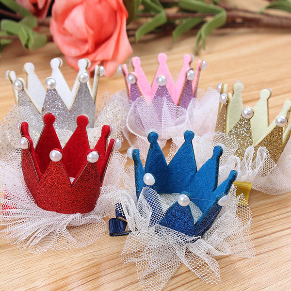 2pcs Cute Baby Kids Girls Princess Crown Hair Band Headband Birds Hair Wear Hair Clips Ribbon Headdr