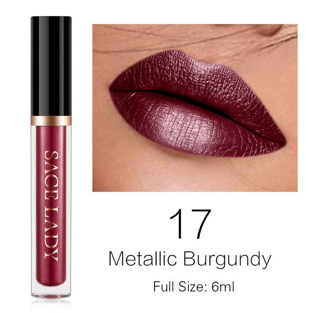 metallic burgundy lipstick