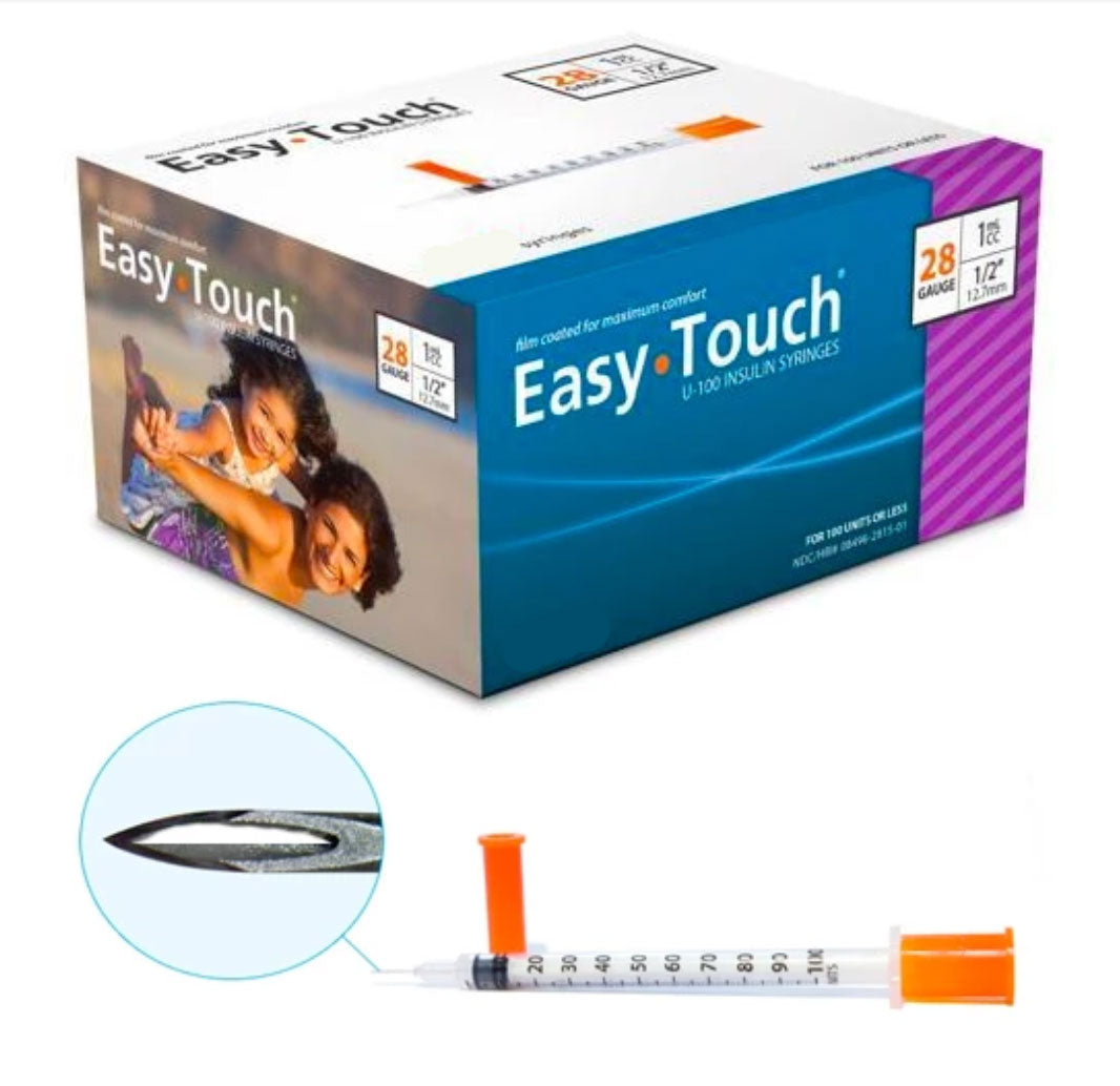 EasyTouch 1cc 28G x 1/2" Insulin Syringes (50 pack) Westend Supplies