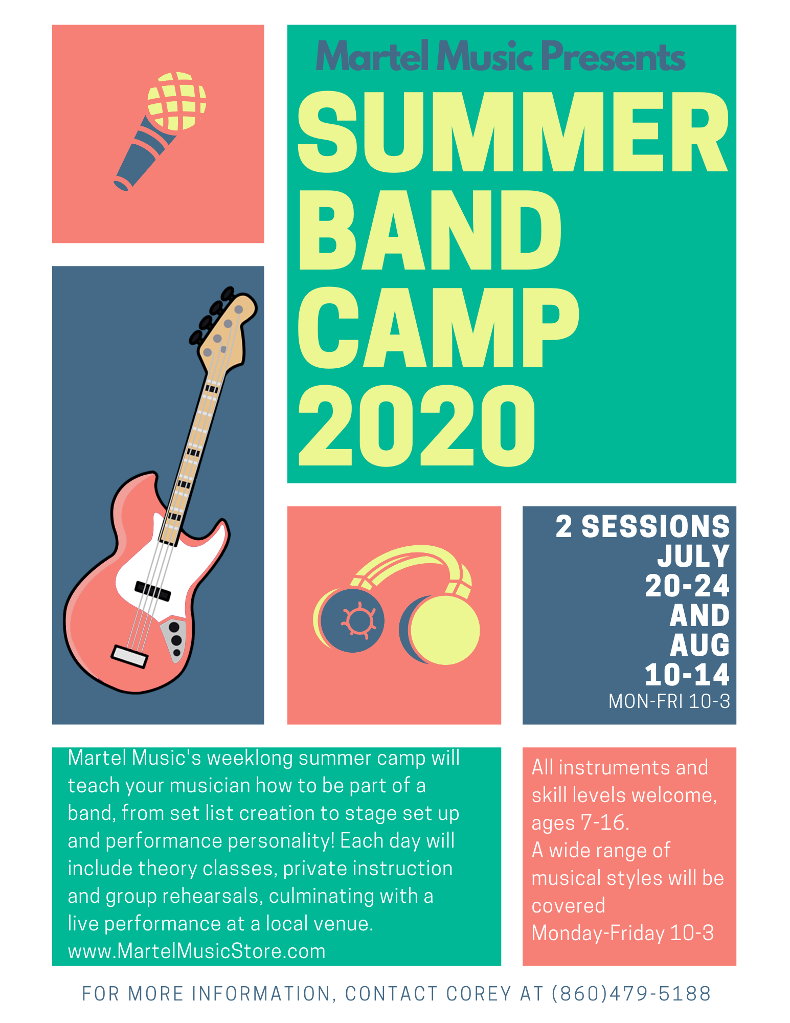 Summer Band Camp Sessions are officially booking! Martel Music Store