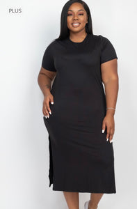 Tali Plus Size Tshirt Dress -Black