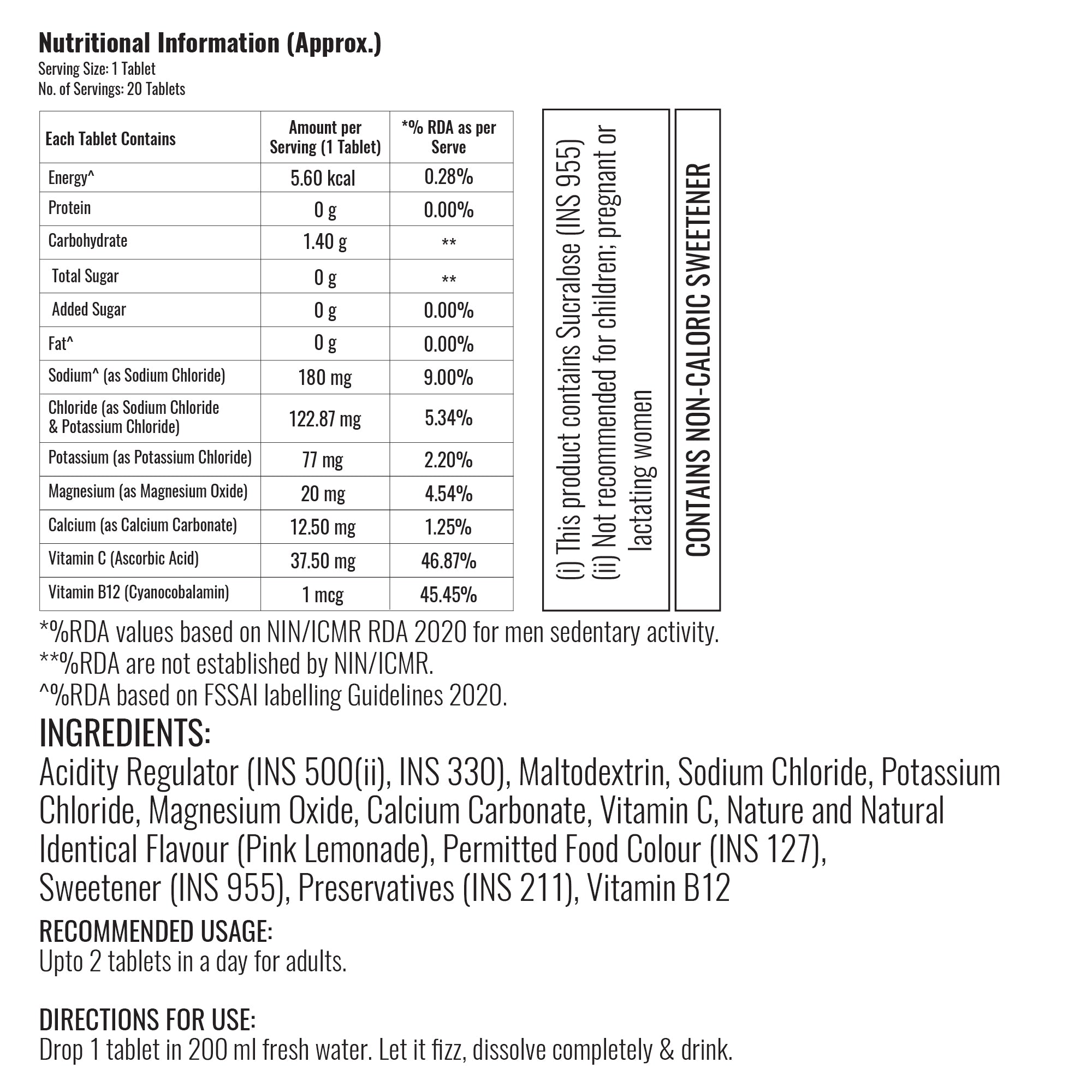 Steadlytes™ Nutritional Information