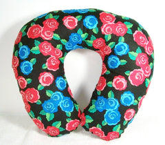 Blue and Red Floral Travel Pillow