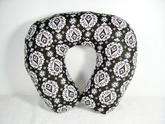 Black and White Damask Travel Pillow by Chained Dolls