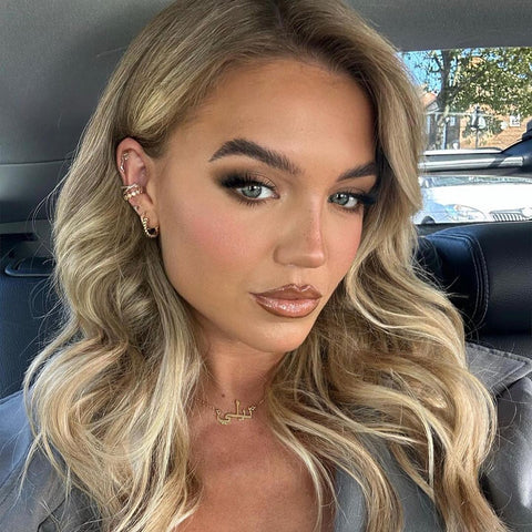personalised arabic name necklace worn by Molly smith love island