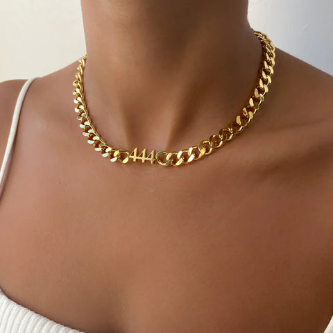 444 choker thick chain necklace