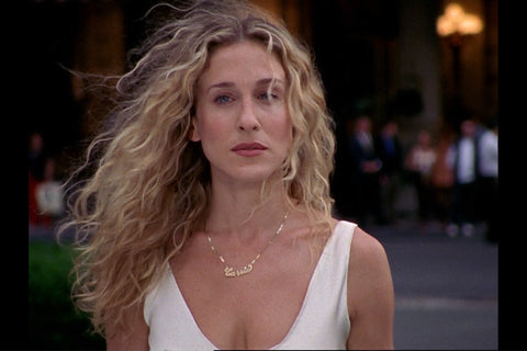 carrie Bradshaw custom name necklace cursive script sex in the city