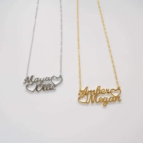 Unusual Valentine's Gifts - Heart Double Name Necklace from PRYA